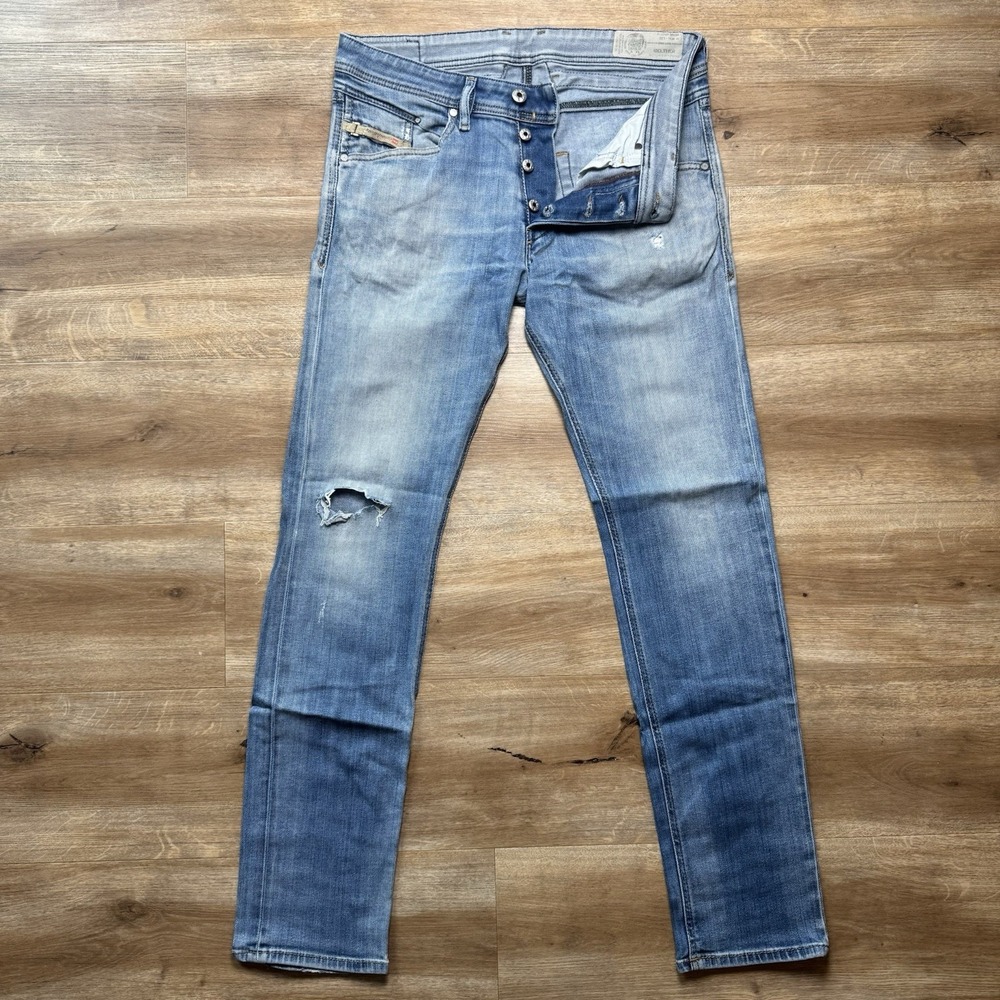 Diesel Belther Jeans Men 30x32 Blue Slim Tapered Stretch Denim Distressed‎ 084QQ